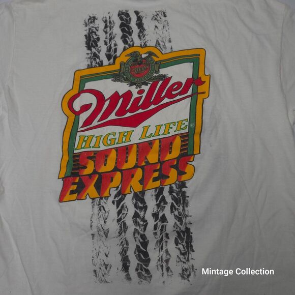 VINTAGE MILLER HIGH LIFE BEER SOUND EXPRESS TRUCK PROMO SINGLE STITCH SHIRT XL - Picture 7 of 9